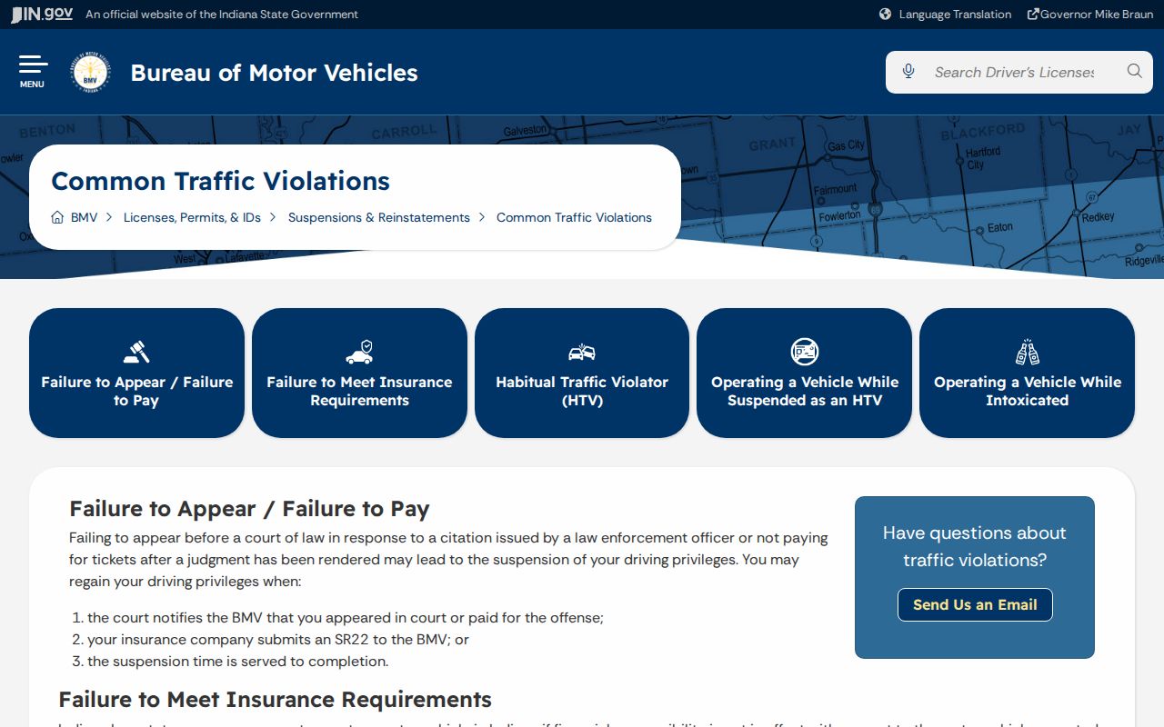 Indiana BMV information related to Montgomery County traffic warrants